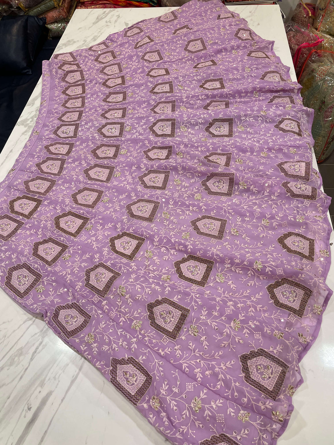 Purple Lehenga Choli in Georgette with Sequence and Zari Work