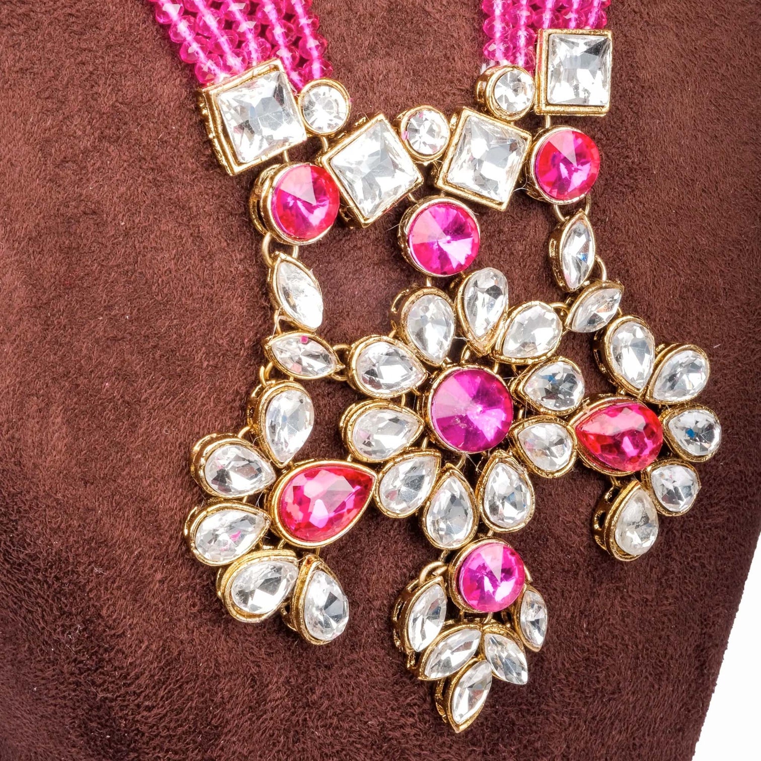 Purple Pearl And Dimond Necklace Alloy Gold-plated Jewel Set