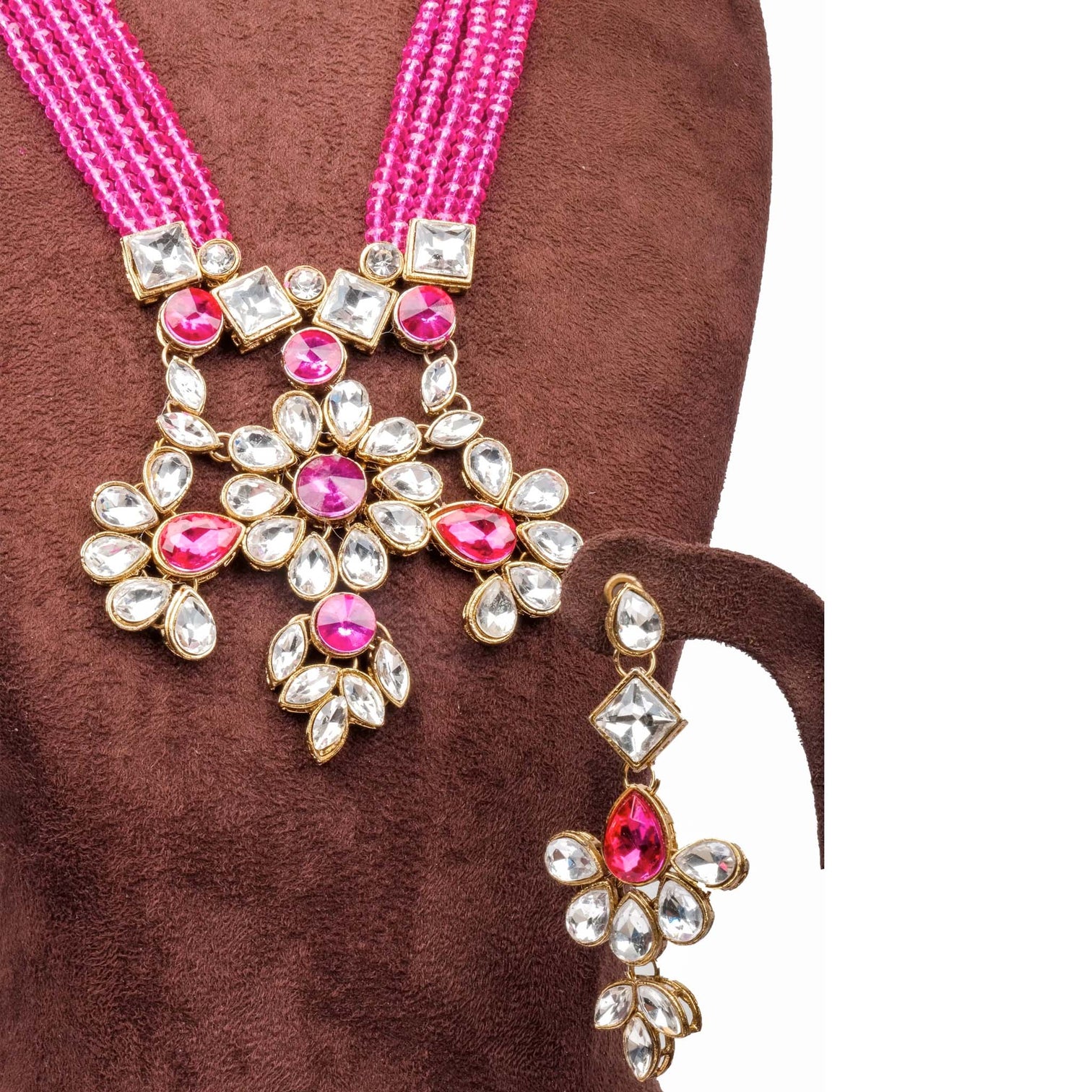 Purple Pearl And Dimond Necklace Alloy Gold-plated Jewel Set