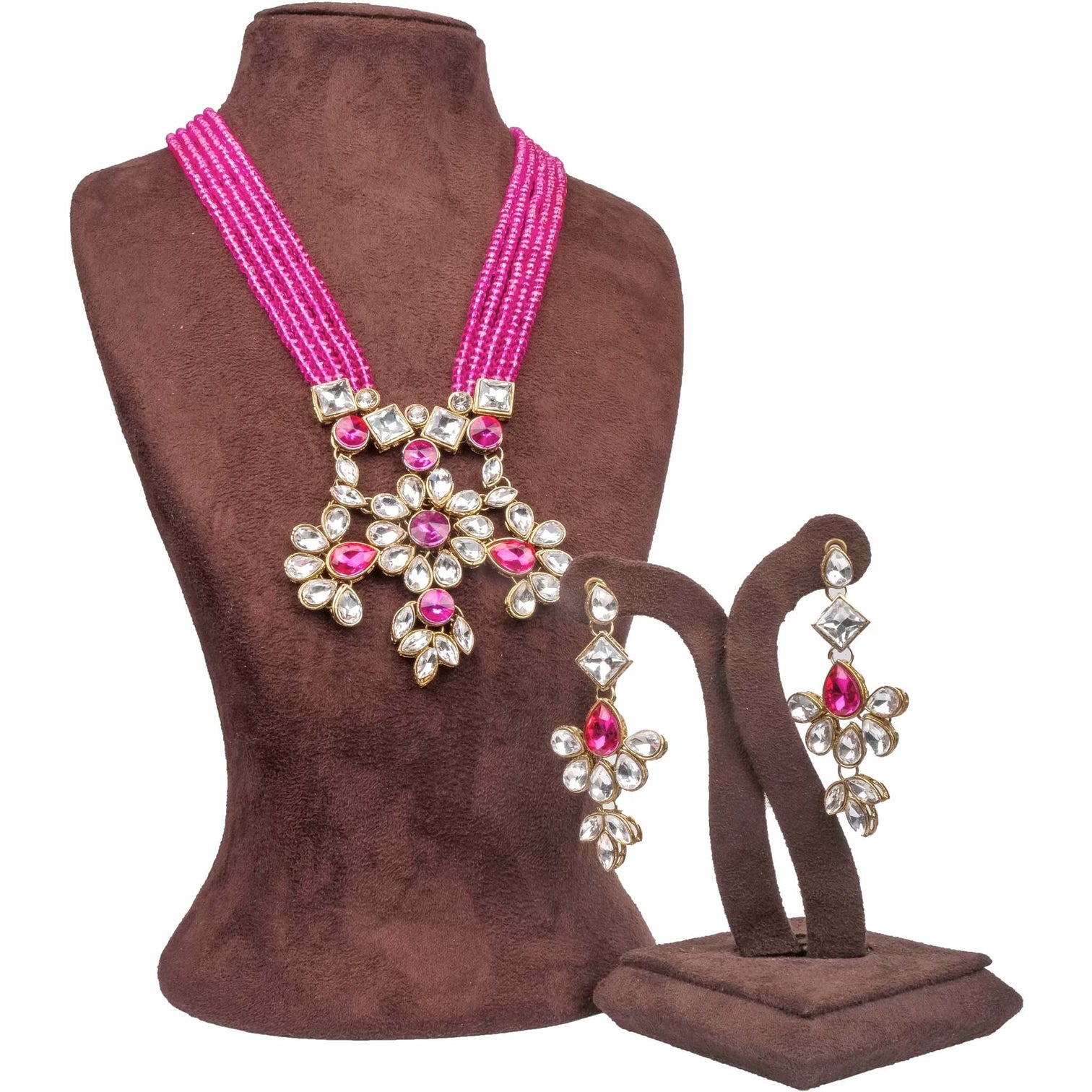 Purple Pearl And Dimond Necklace Alloy Gold-plated Jewel Set