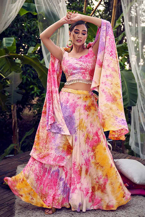 Purple Pink Elegant Printed Plus Size Lehenga Choli Collection