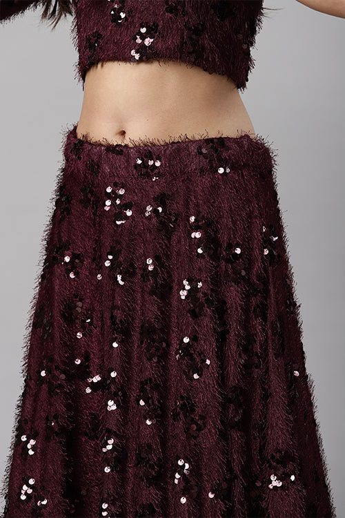Purple Sequins Embroidered Velvet Wedding Lehenga Choli
