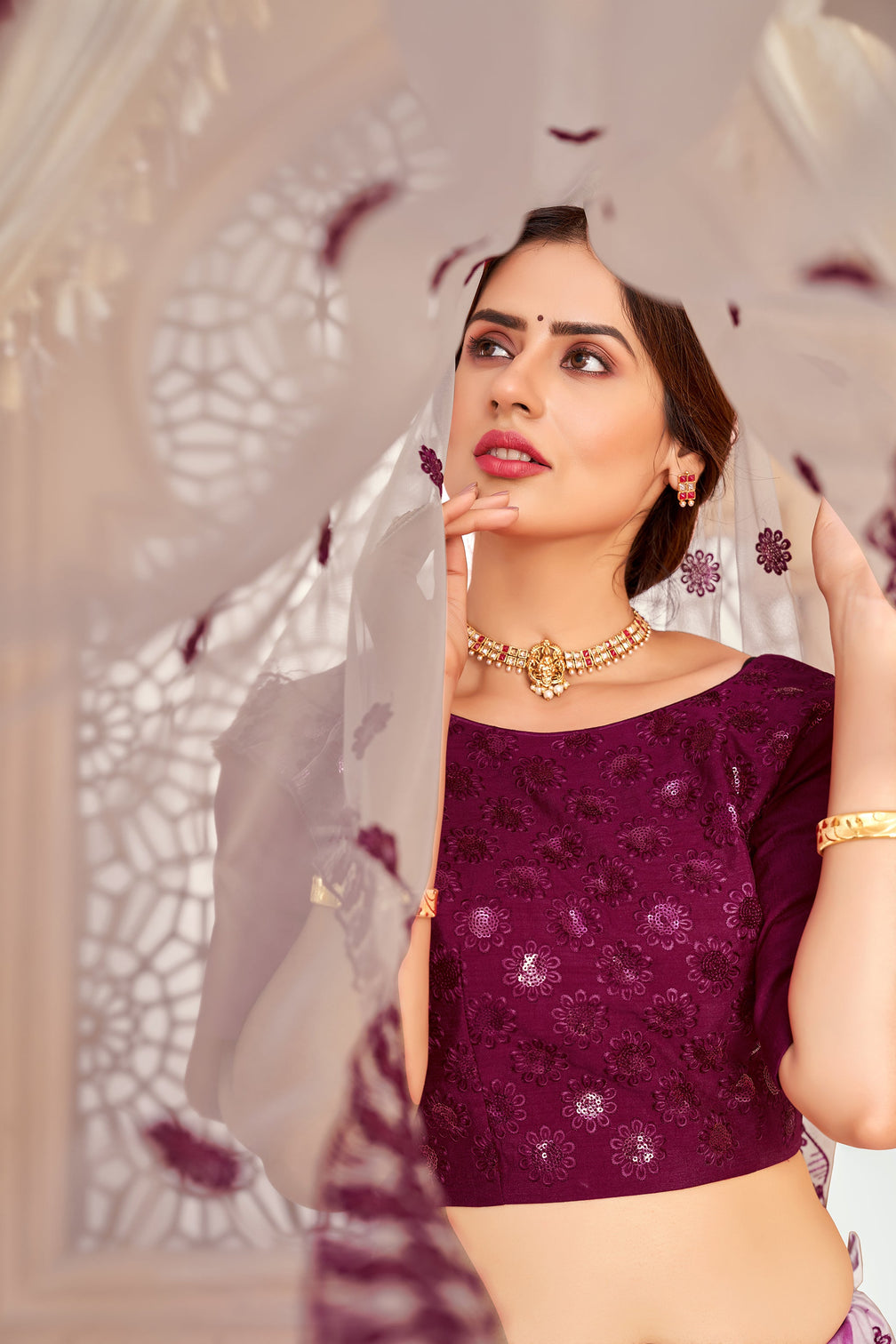 Purple Shibori Printed Cotton Party Wear Lehenga Choli
