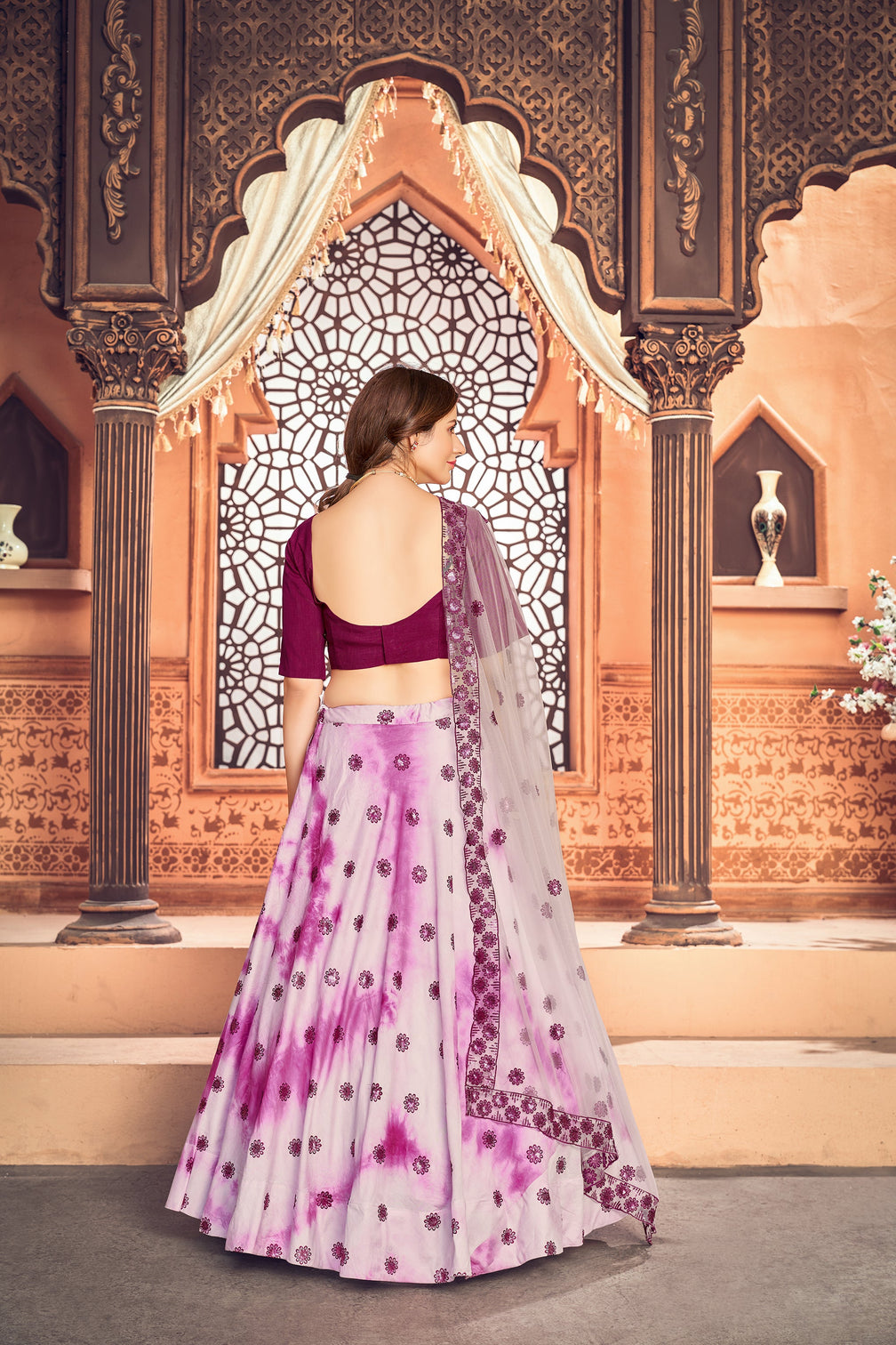 Purple Shibori Printed Cotton Party Wear Lehenga Choli
