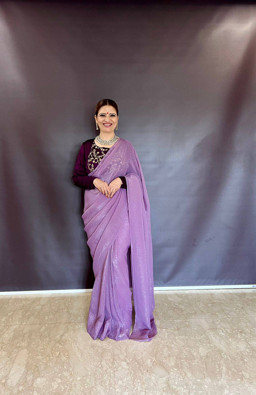 Purple Sleeveless Charm, Jacketed Grace – Sparkle Silk Saree Set with Kasturi Silk Blouse & Koti