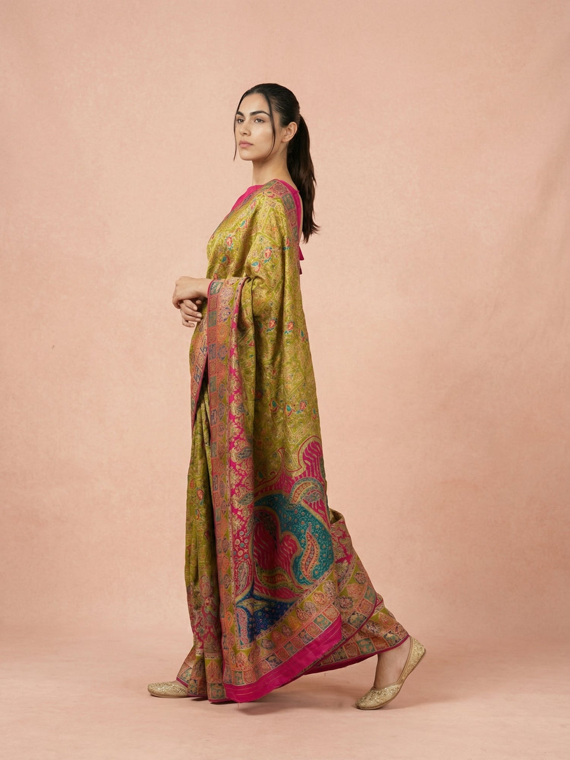 Royal pure viscose silk saree with meenakari zari border