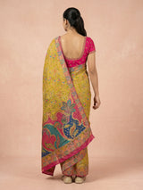 Mehendi Pure Viscose Silk Meenakari Zari Woven Saree with Traditional Pallu and Brocade Blouse