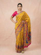 Mustard Pure Viscose Silk Meenakari Zari Woven Saree with Traditional Pallu and Brocade Blouse