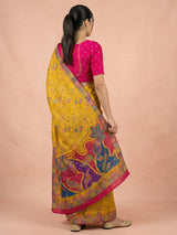 Mustard Pure Viscose Silk Meenakari Zari Woven Saree with Traditional Pallu and Brocade Blouse