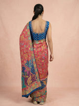 Pink Pure Viscose Silk Meenakari Zari Woven Saree with Traditional Pallu and Brocade Blouse
