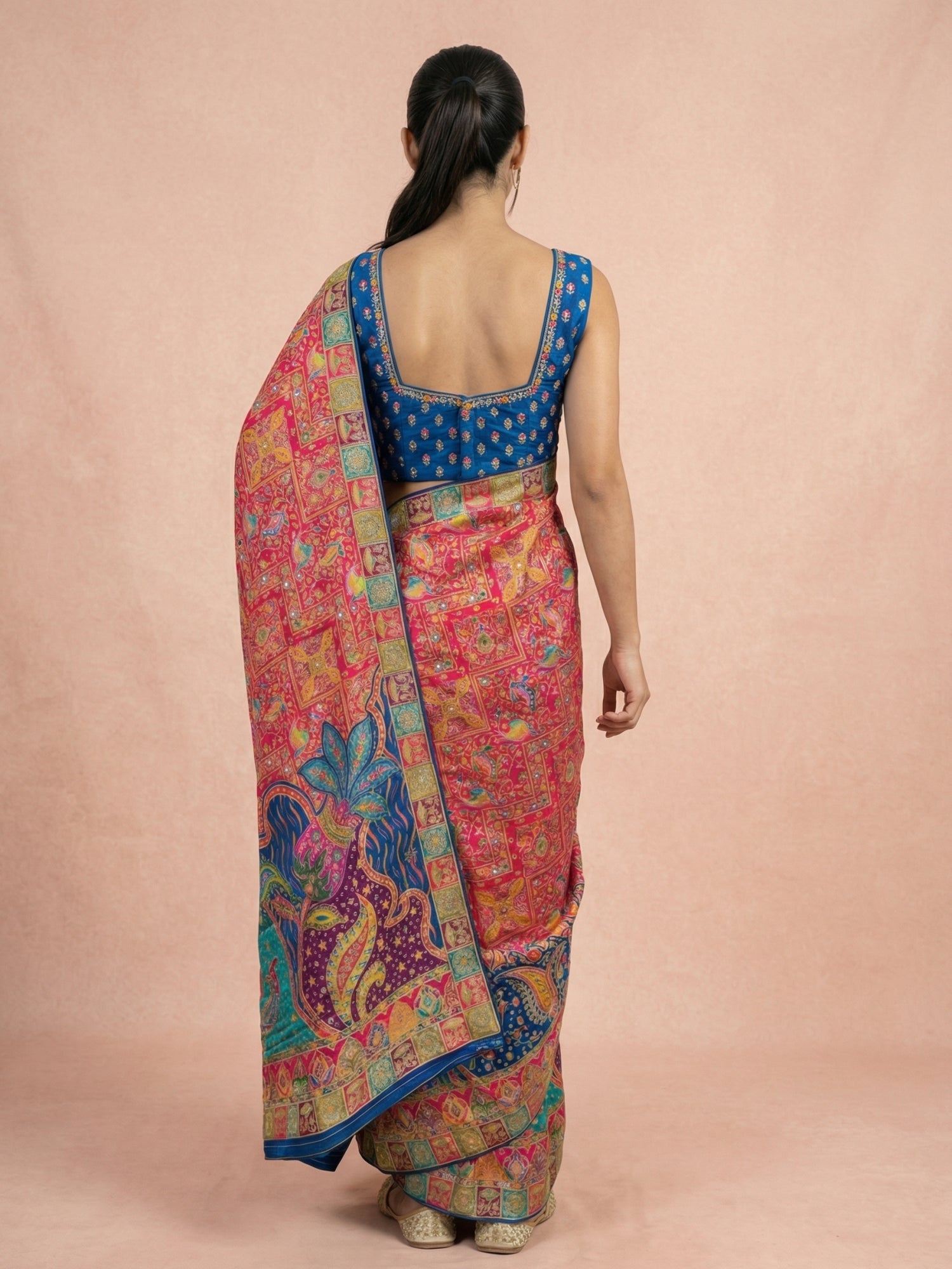 Pink Pure Viscose Silk Meenakari Zari Woven Saree with Traditional Pallu and Brocade Blouse