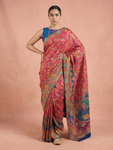 Pink Pure Viscose Silk Meenakari Zari Woven Saree with Traditional Pallu and Brocade Blouse