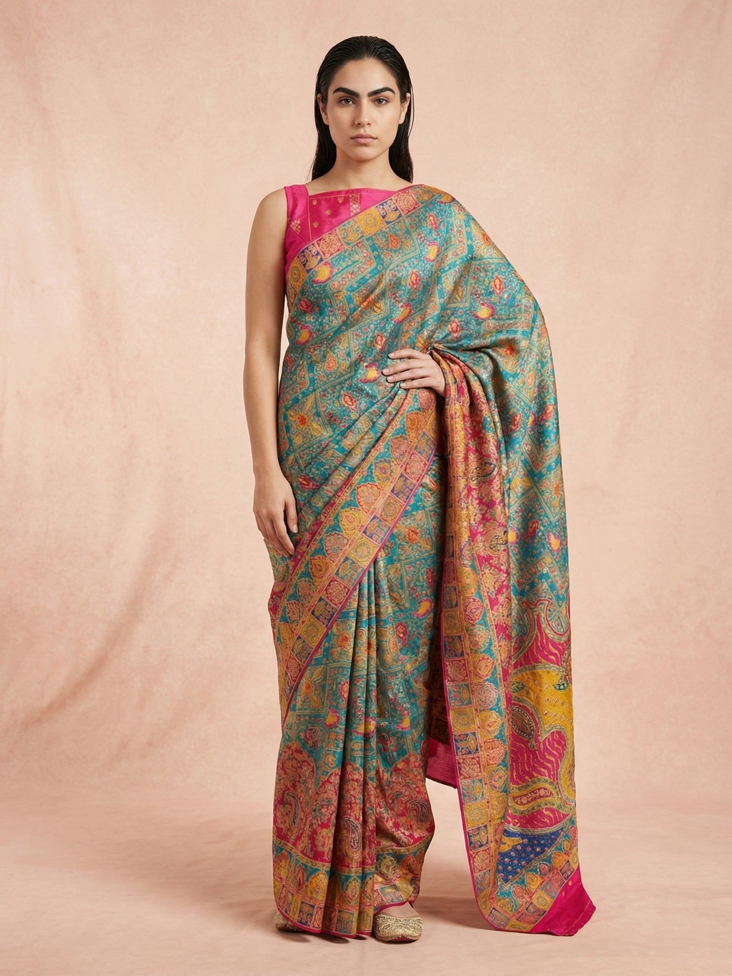 RAMA Pure Viscose Silk Meenakari Zari Woven Saree with Traditional Pallu and Brocade Blouse