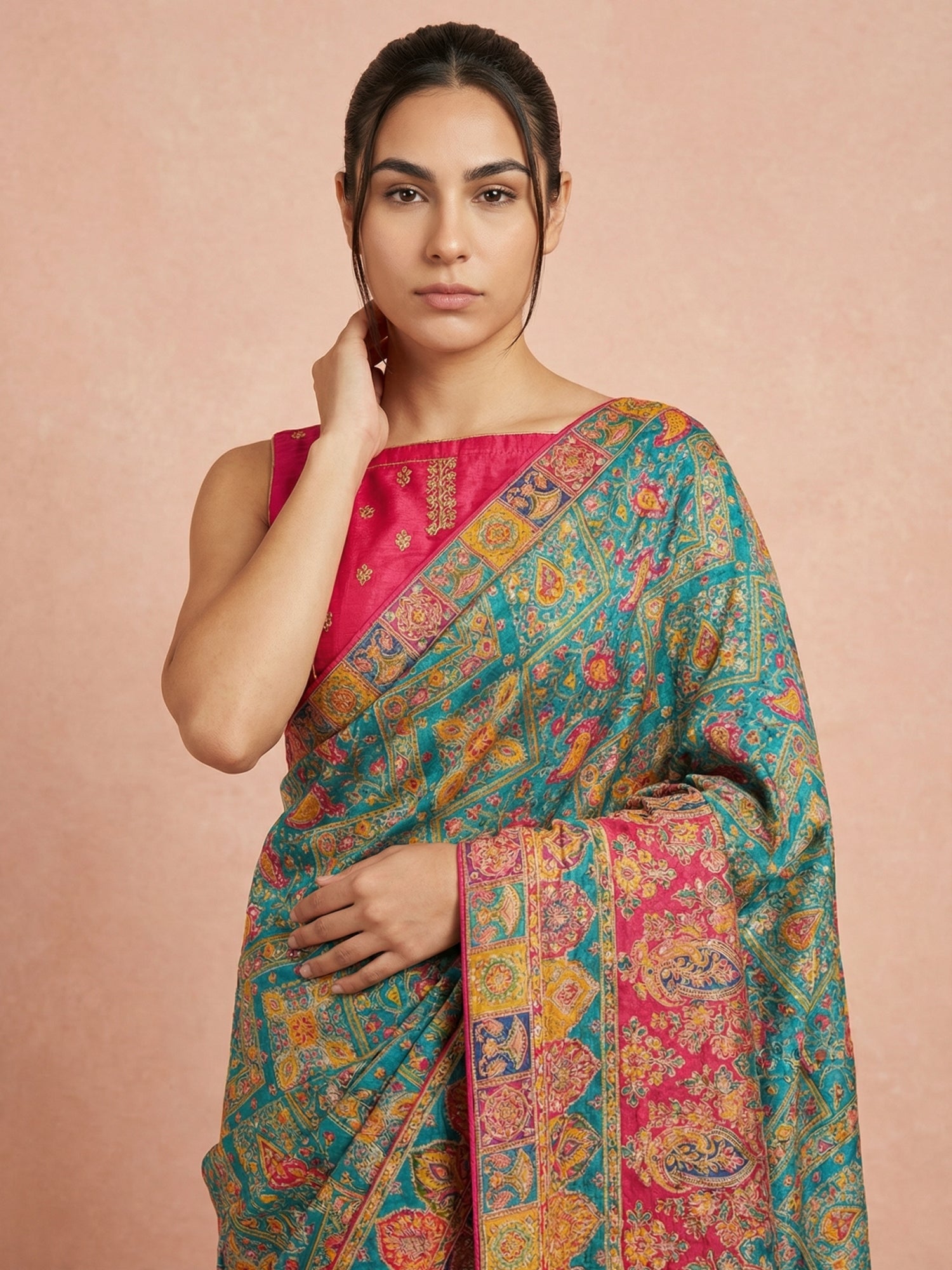 RAMA Pure Viscose Silk Meenakari Zari Woven Saree with Traditional Pallu and Brocade Blouse