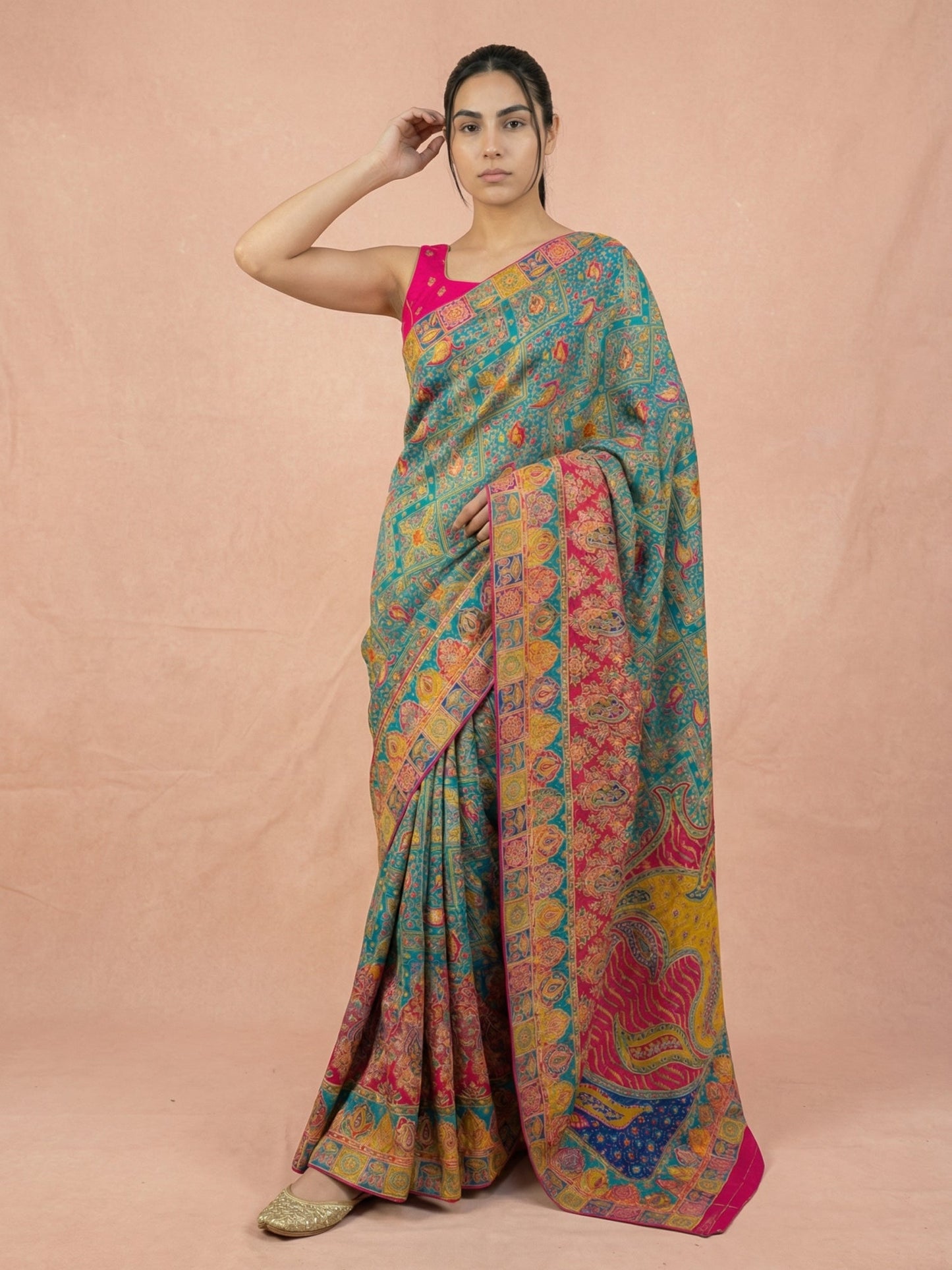 RAMA Pure Viscose Silk Meenakari Zari Woven Saree with Traditional Pallu and Brocade Blouse
