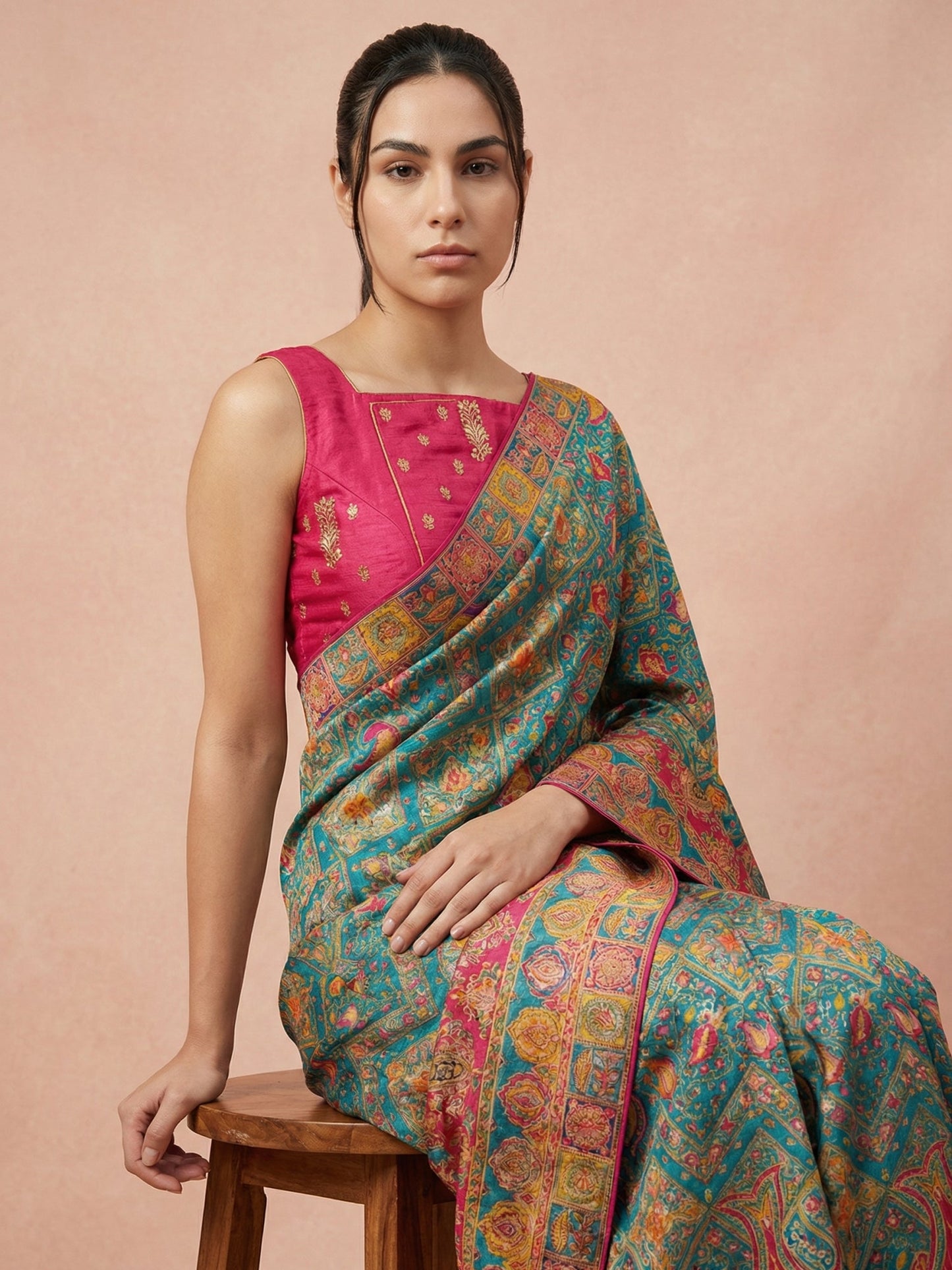 RAMA Pure Viscose Silk Meenakari Zari Woven Saree with Traditional Pallu and Brocade Blouse