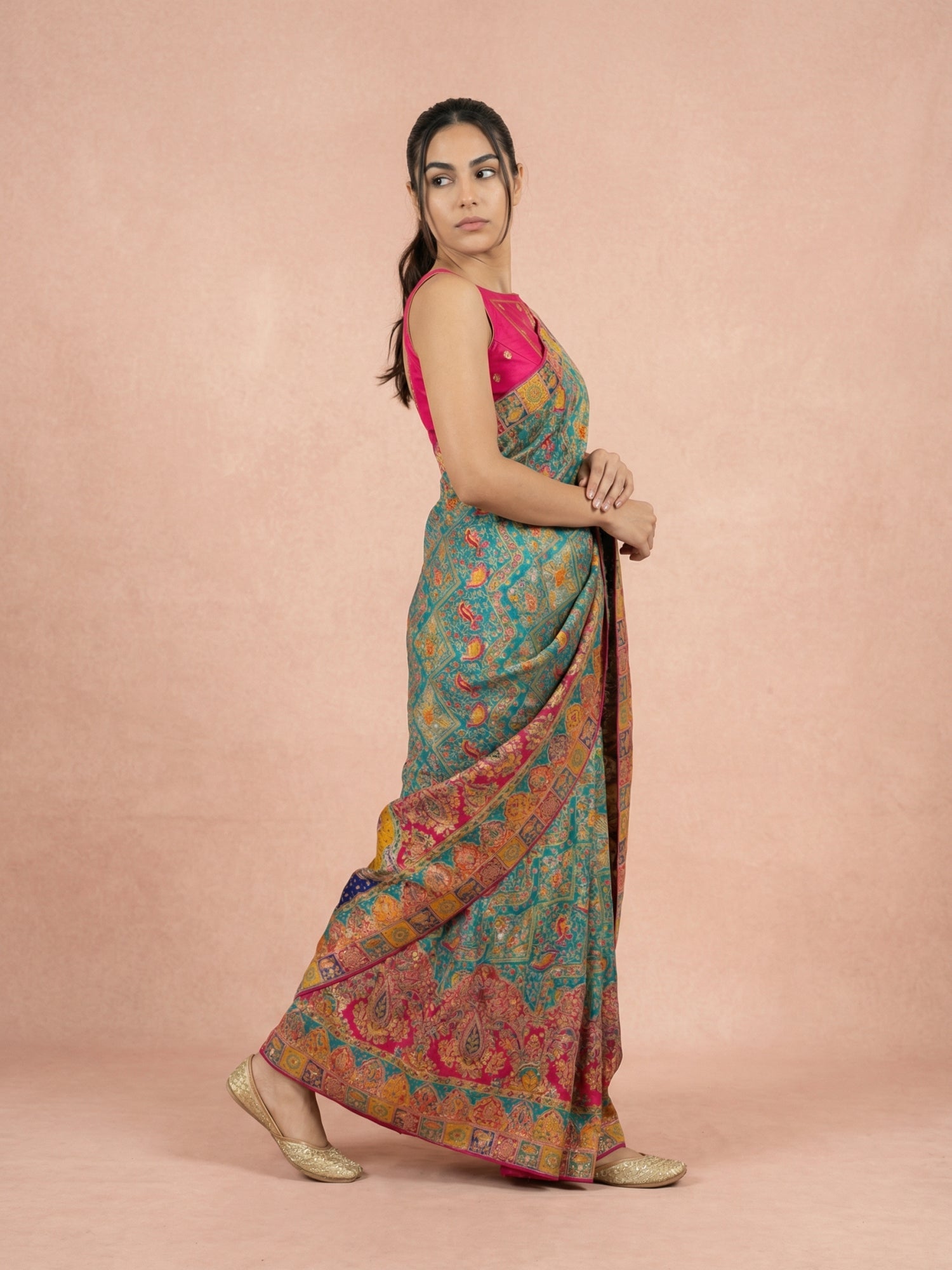 RAMA Pure Viscose Silk Meenakari Zari Woven Saree with Traditional Pallu and Brocade Blouse