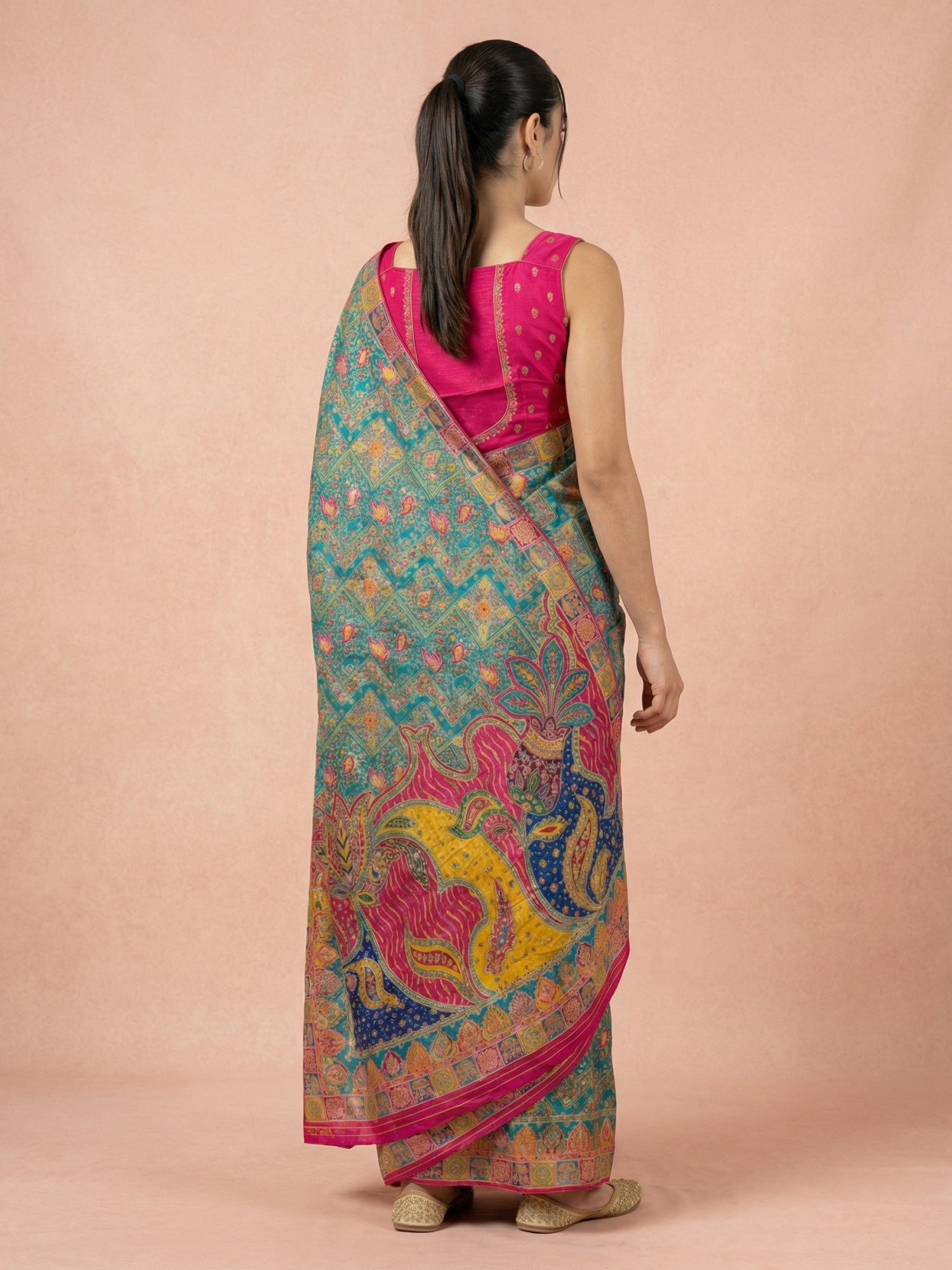 RAMA Pure Viscose Silk Meenakari Zari Woven Saree with Traditional Pallu and Brocade Blouse