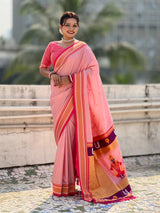 Top Trending Vitthala Contrast Paithani Saree Rakhumai Soft Silk Traditional Design