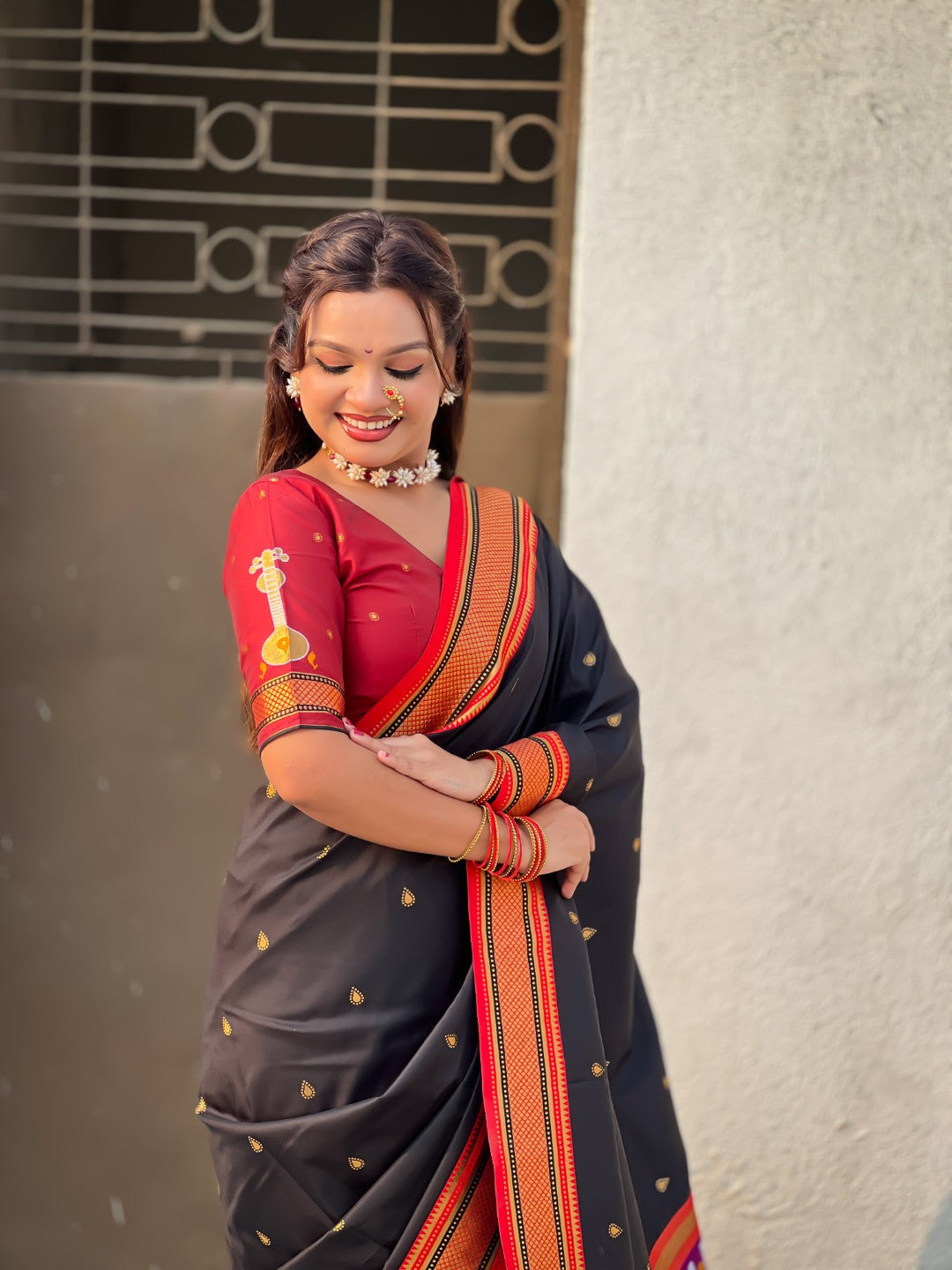 Top Trending Vitthala Contrast Paithani Saree Rakhumai Soft Silk Traditional Design