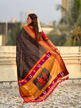 Top Trending Vitthala Contrast Paithani Saree Rakhumai Soft Silk Traditional Design