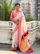 Top Trending Vitthala Contrast Paithani Saree Rakhumai Soft Silk Traditional Design