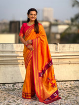 Top Trending Vitthala Contrast Paithani Saree Rakhumai Soft Silk Traditional Design