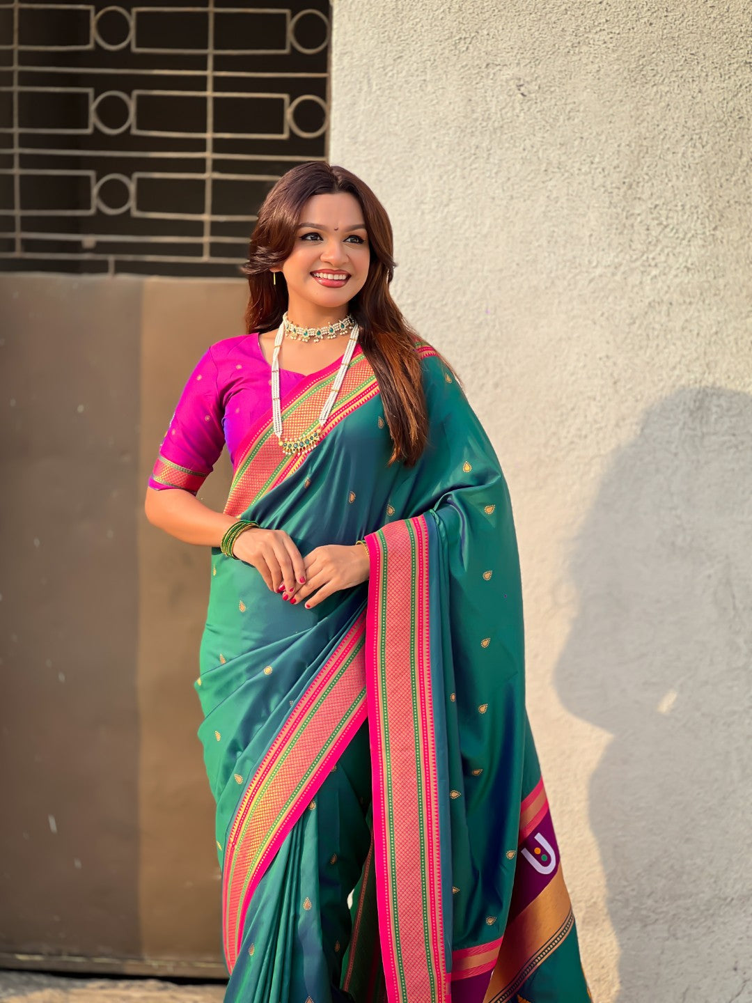Top Trending Vitthala Contrast Paithani Saree Rakhumai Soft Silk Traditional Design