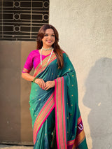 Top Trending Vitthala Contrast Paithani Saree Rakhumai Soft Silk Traditional Design