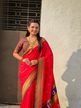 Top Trending Vitthala Contrast Paithani Saree Rakhumai Soft Silk Traditional Design