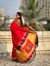 Top Trending Vitthala Contrast Paithani Saree Rakhumai Soft Silk Traditional Design