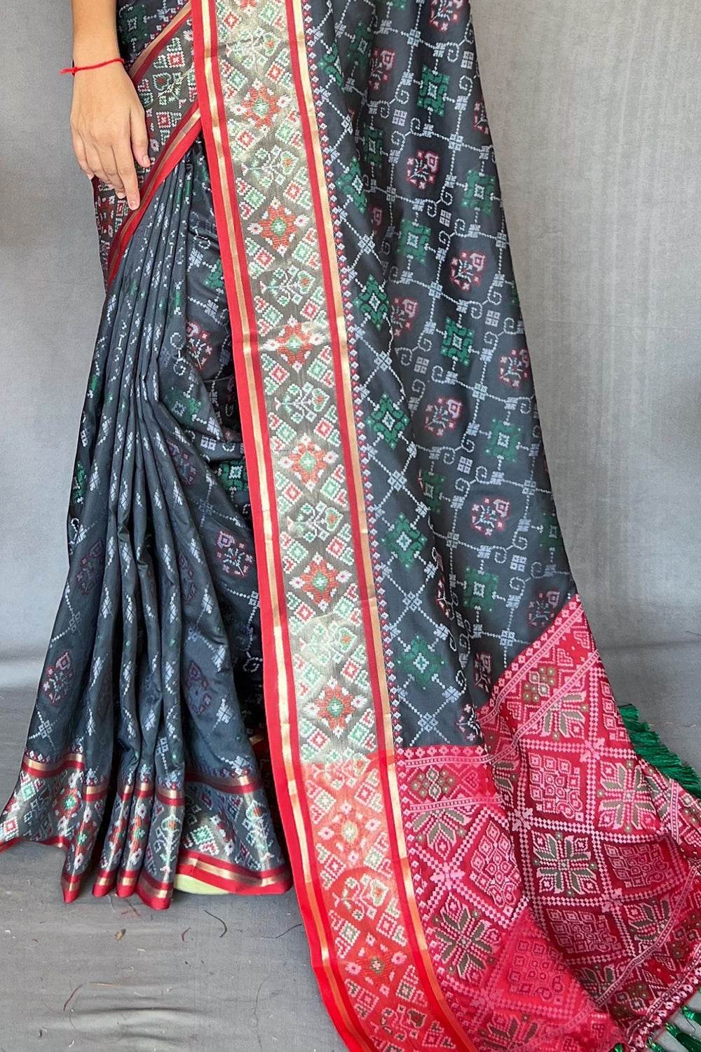 Slate Green Patola Saree
