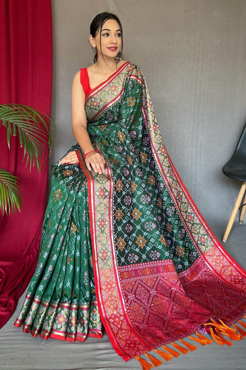 Emerald Green Patola Saree