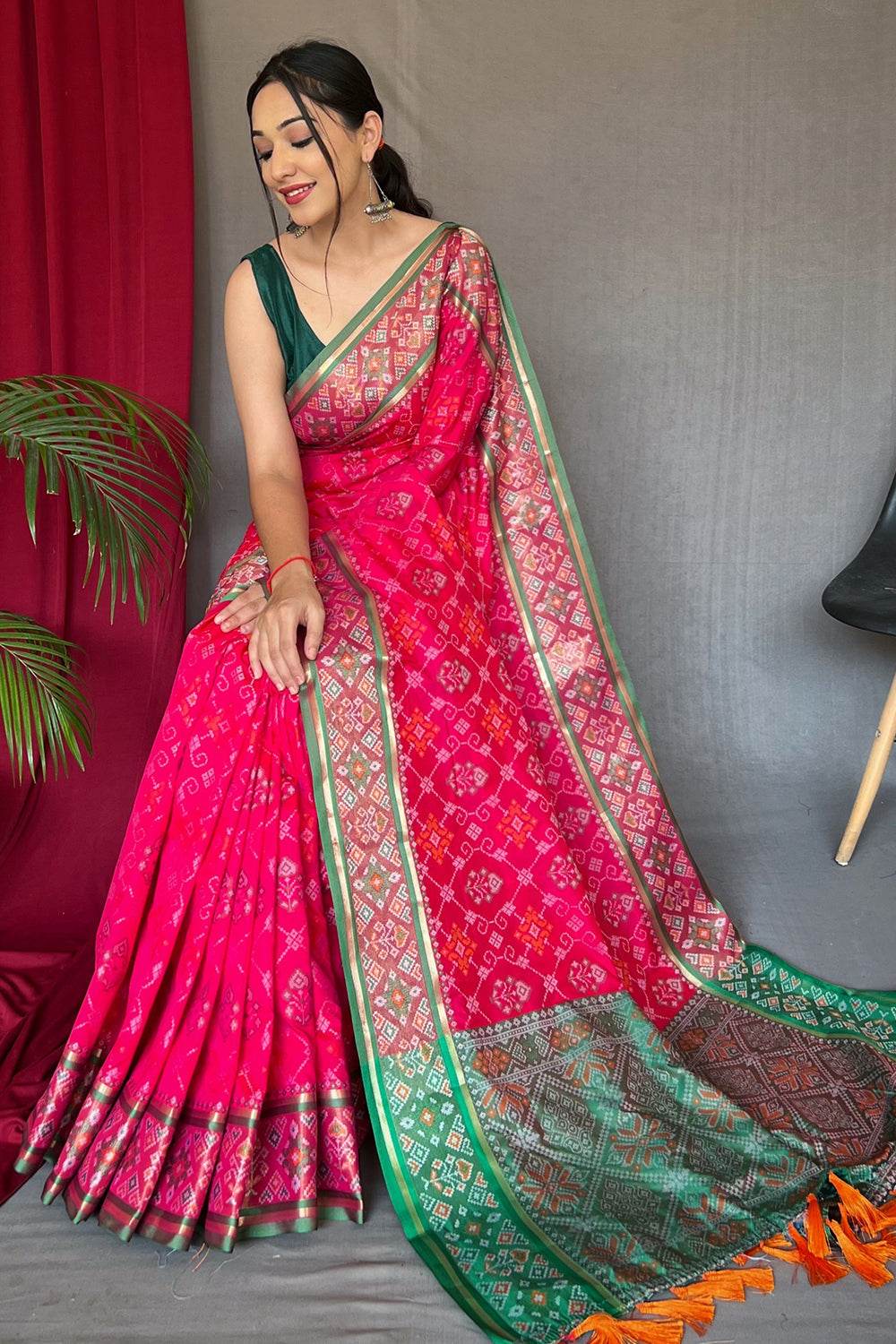 Hot Pink Patola Saree