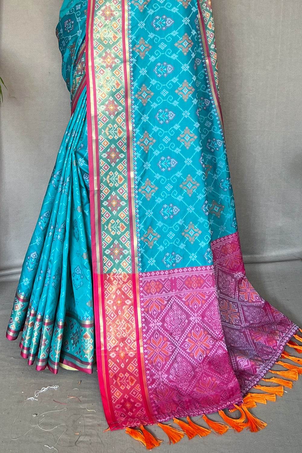 Cyaan Blue Patola Saree