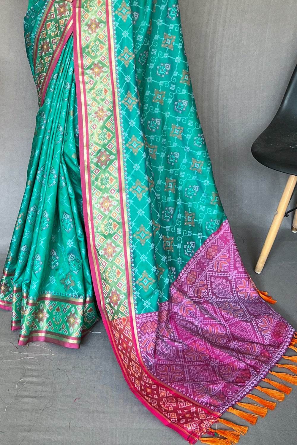 Seafoam Blue Patola Saree