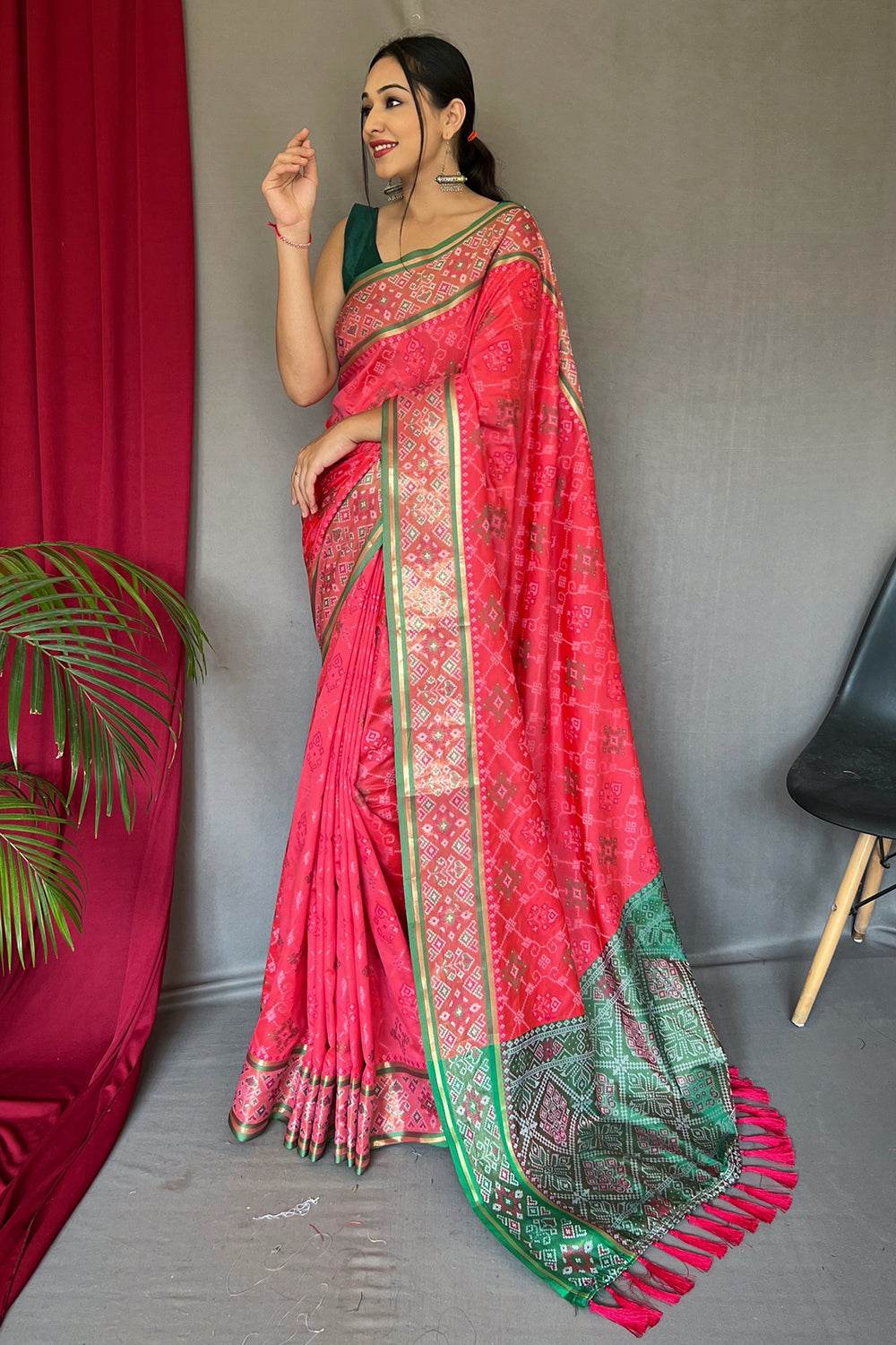 Punch Pink Patola Saree