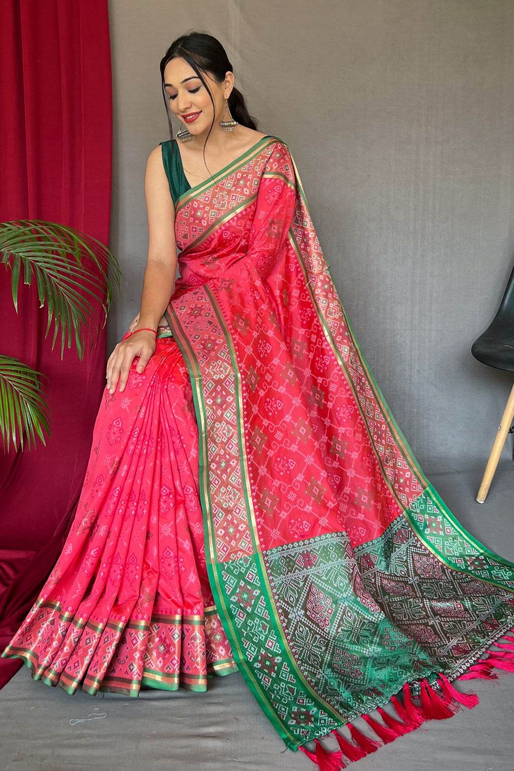 Punch Pink Patola Saree