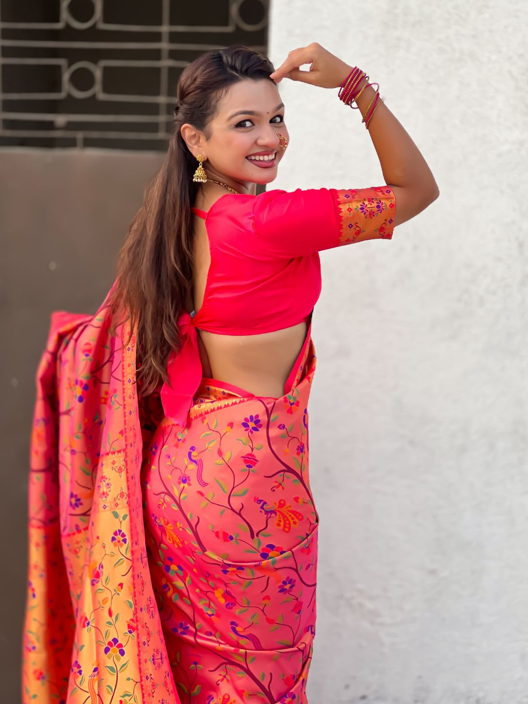 Pink Luxury Original Brocade Paithani Tissue Saree with Traditional Motifs  Meenakari Pallu Jaal Zari Woven Saree