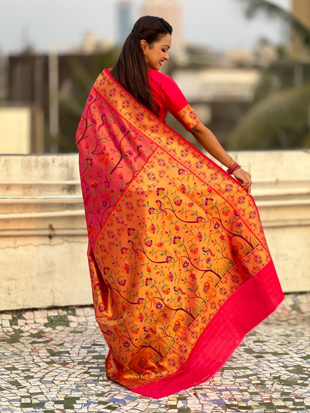 Pink Luxury Original Brocade Paithani Tissue Saree with Traditional Motifs  Meenakari Pallu Jaal Zari Woven Saree