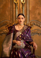 Amazing Purple Soft Banarasi Silk Saree With Staring Blouse Piece