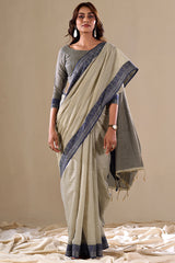 Extraordinary Grey Cotton Silk Saree With Lovely Blouse Piece