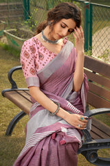 Nectarous Pink Cotton Silk Saree With Whimsical Blouse Piece
