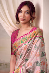 Marvellous Beige Patola Silk Saree With Tremendous Blouse Piece