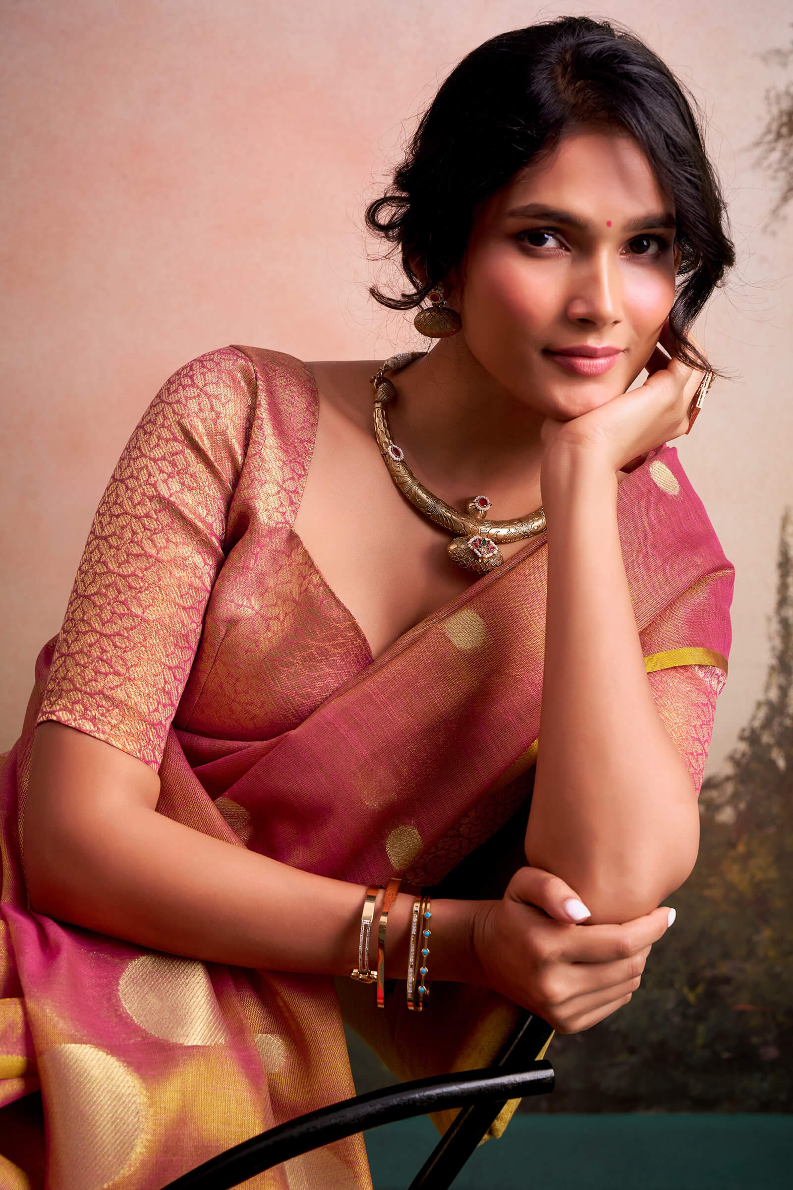 Transcendent Peach Banarasi Tissue Silk Saree With Evocative Blouse Piece