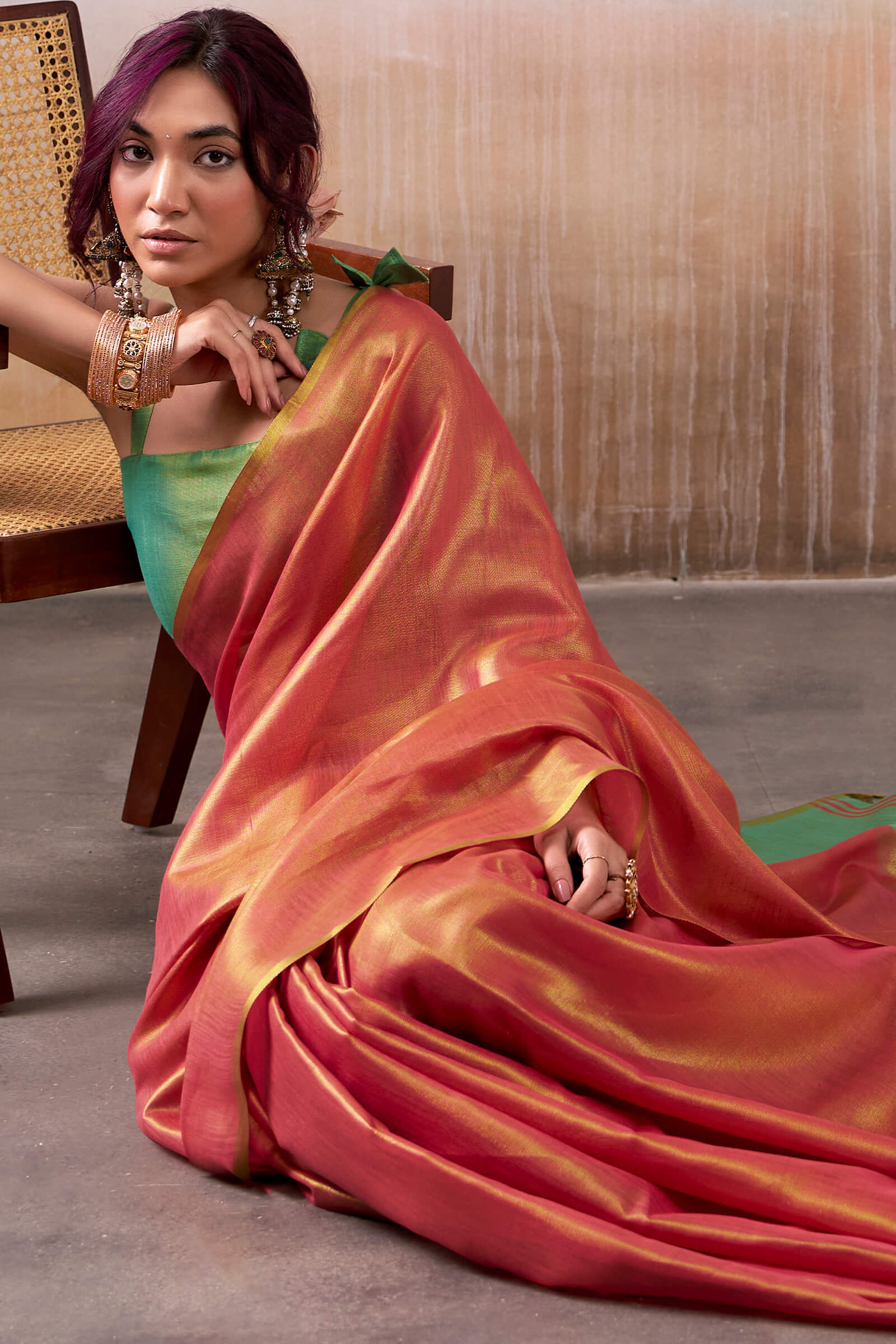 Cynosure Pink Soft Banarasi Tissue Silk Saree With Energetic Blouse Piece