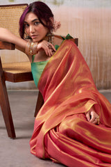 Cynosure Pink Soft Banarasi Tissue Silk Saree With Energetic Blouse Piece