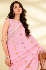 Scrumptious Pink Cotton Silk Saree With Panache Blouse Piece