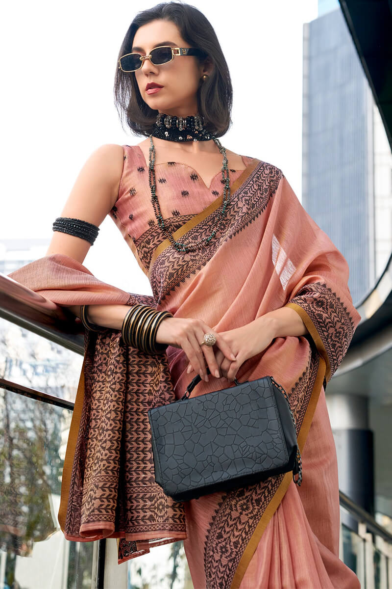Designer Pink Cotton Silk Saree With Surreptitious Blouse Piece - Mameraa