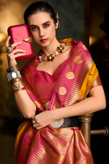 Gratifying Yellow Soft Banarasi Silk Saree With Staggering Blouse Piece